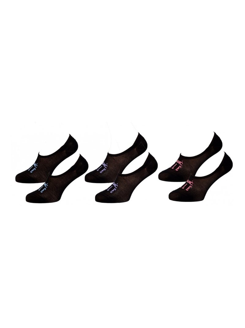 Chaussettes femme ELLE Basic - Pack de 3 Noir Multicolore - Kiabi