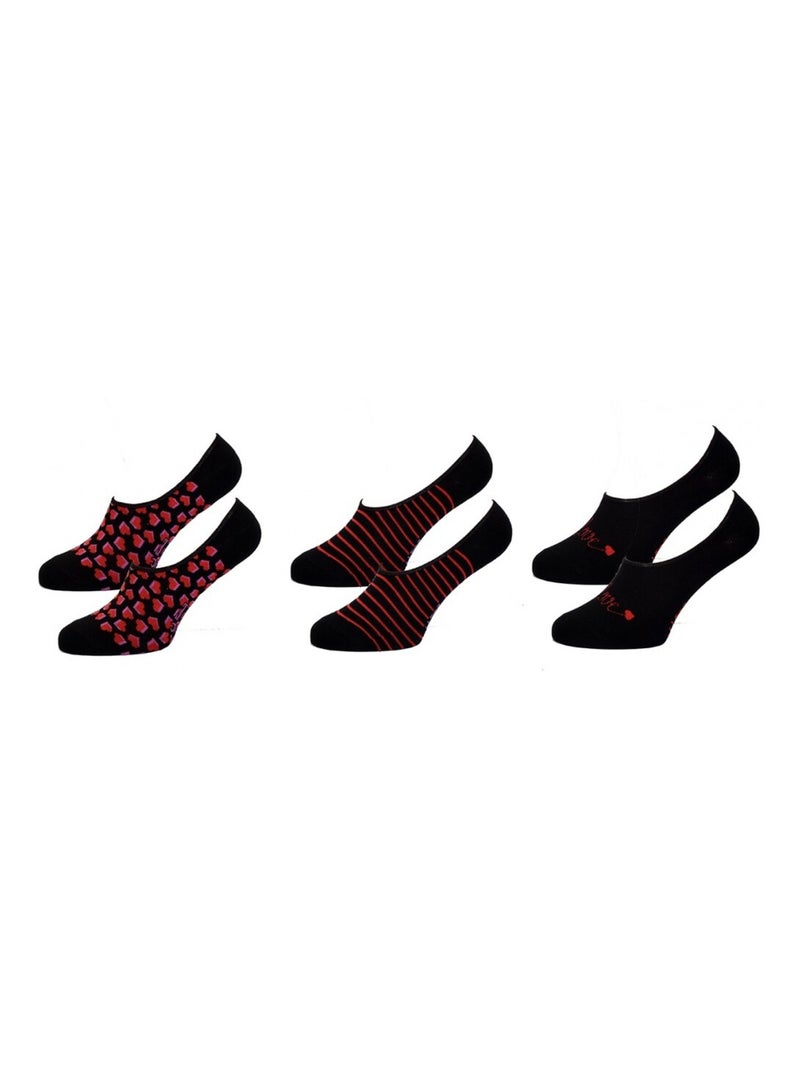 Chaussettes femme ELLE Basic - Pack de 3 Noir Rouge - Kiabi
