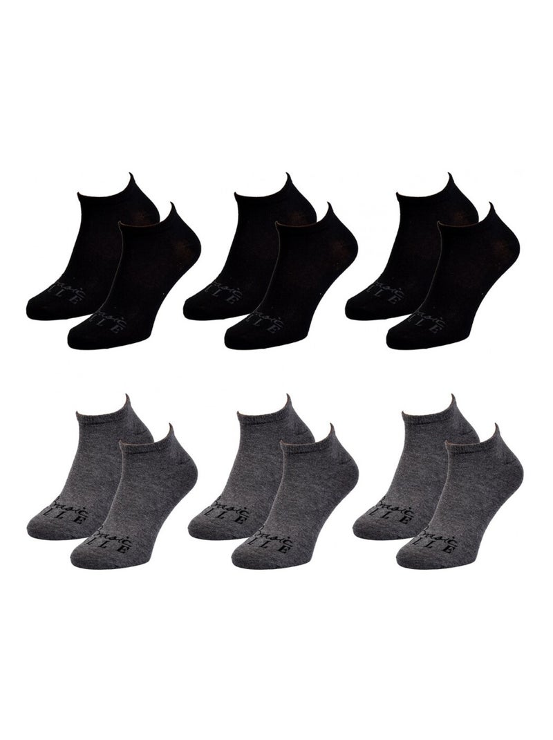Chaussettes femme ELLE Basic - Pack de 6 Noir Gris anthracite - Kiabi
