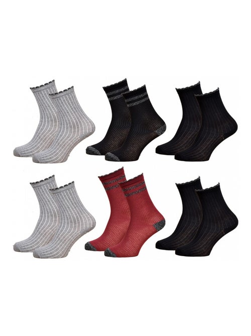 Chaussettes Femme Fantaisie Confort Coton Majoritaire - Pack de 6 - Kiabi