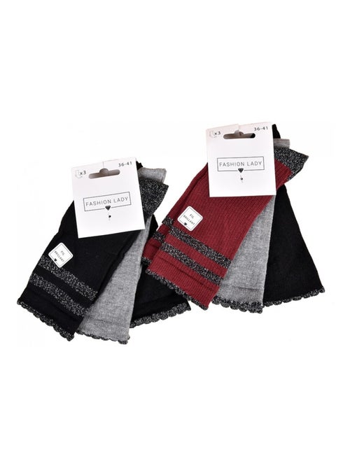 Chaussettes Femme Fantaisie Confort Coton Majoritaire - Pack de 6 - Kiabi