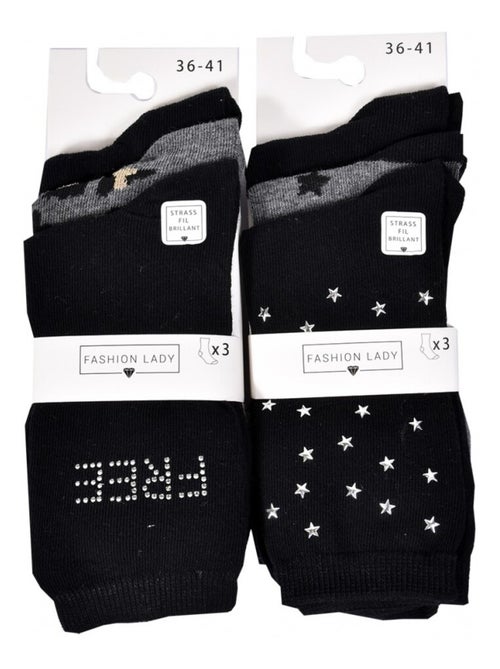 Chaussettes femme FASHION LADY  - Pack de 6 - Kiabi