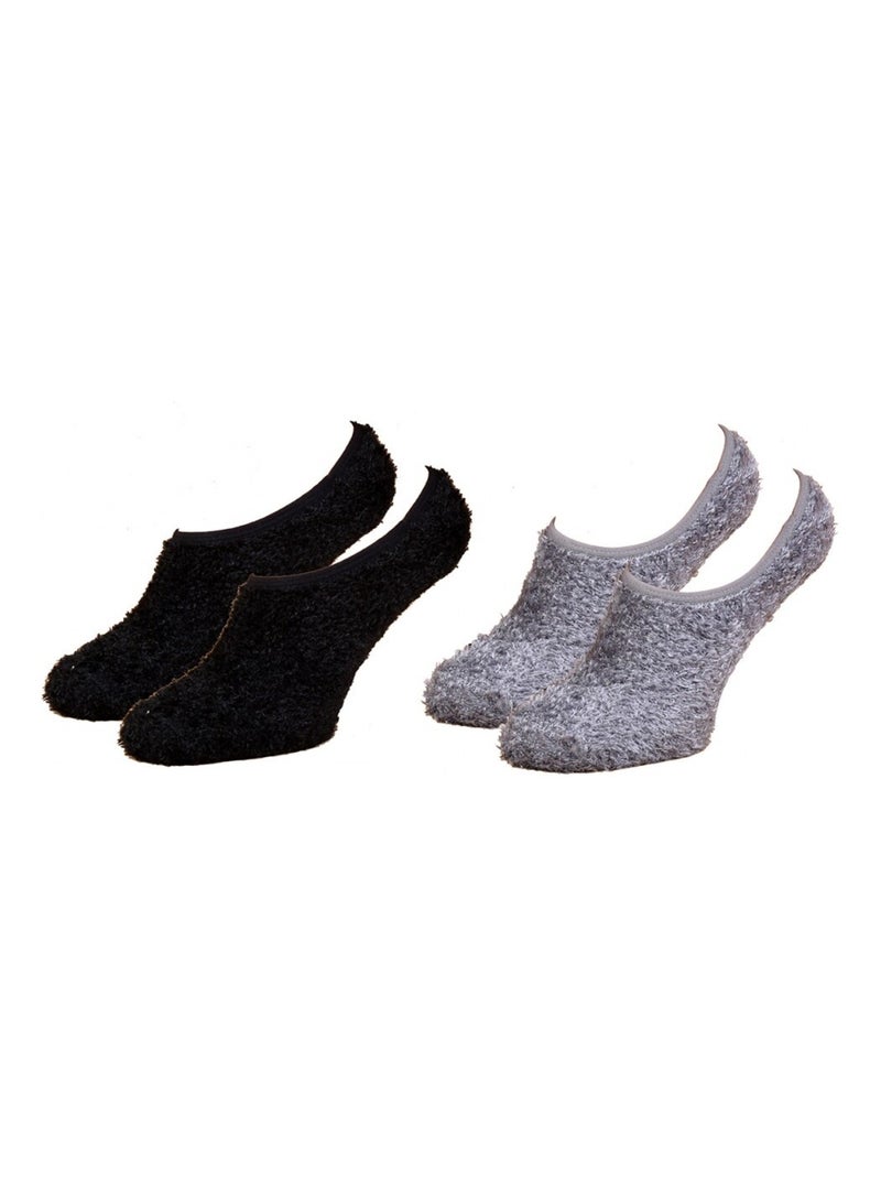 Chaussettes femme INFINITIF - Pack de 2 Noir Gris - Kiabi
