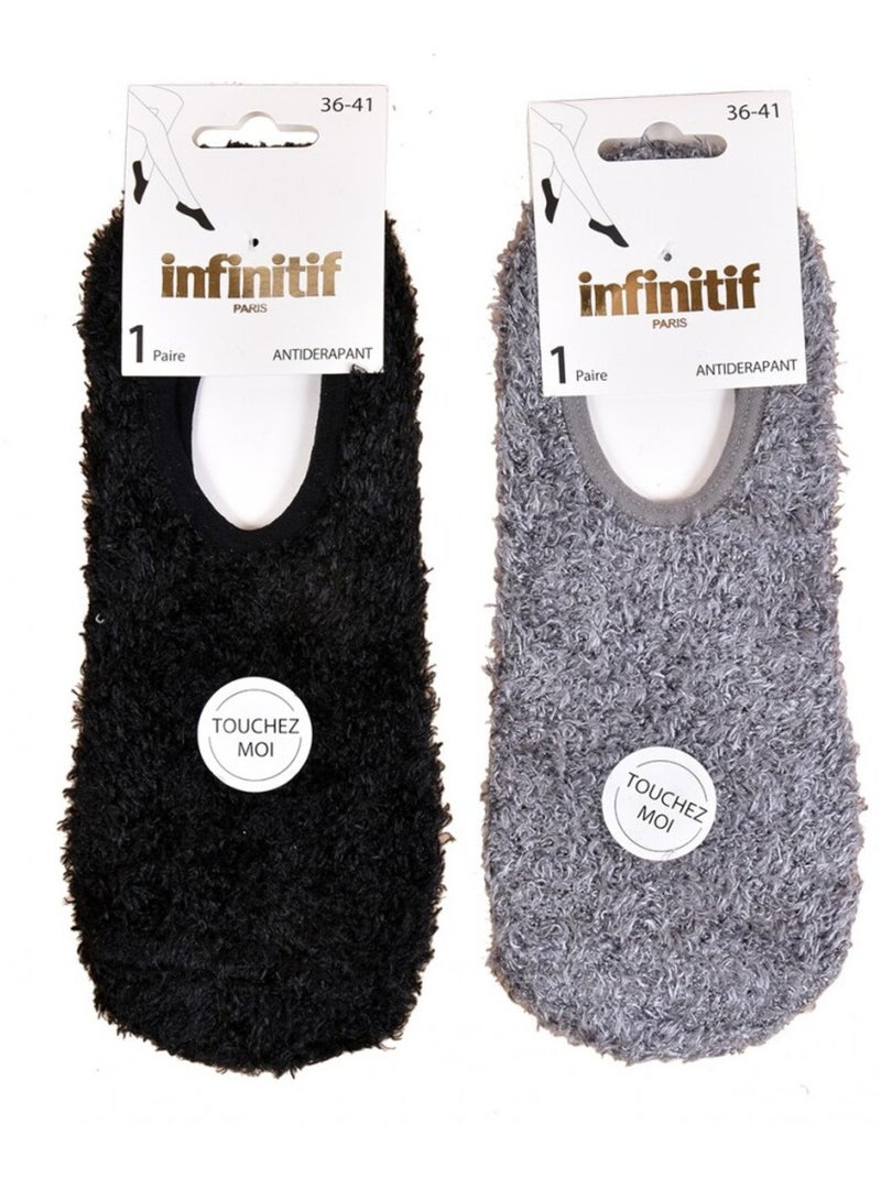 Chaussettes femme INFINITIF - Pack de 2 Noir Gris - Kiabi