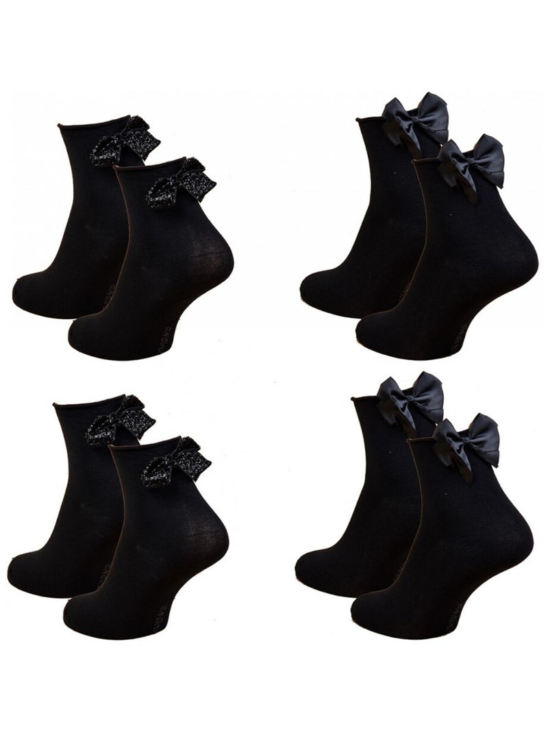 Chaussettes femme INFINITIF - Pack de 4 Noir Doré - Kiabi