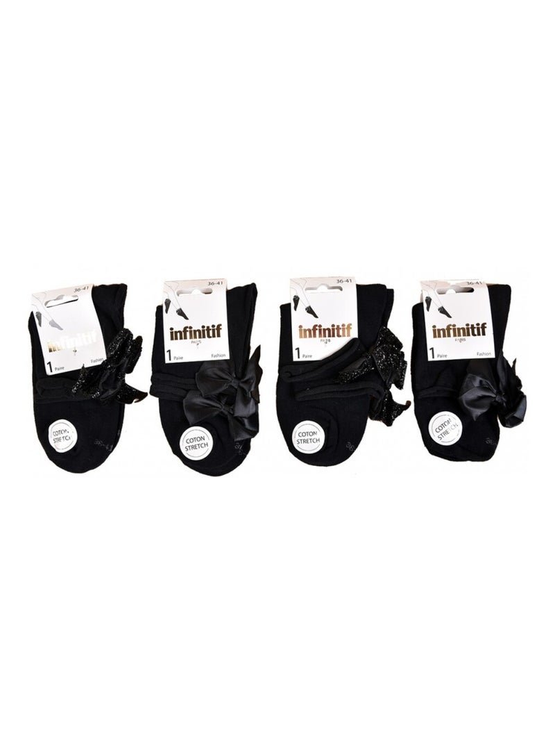 Chaussettes femme INFINITIF - Pack de 4 Noir Doré - Kiabi