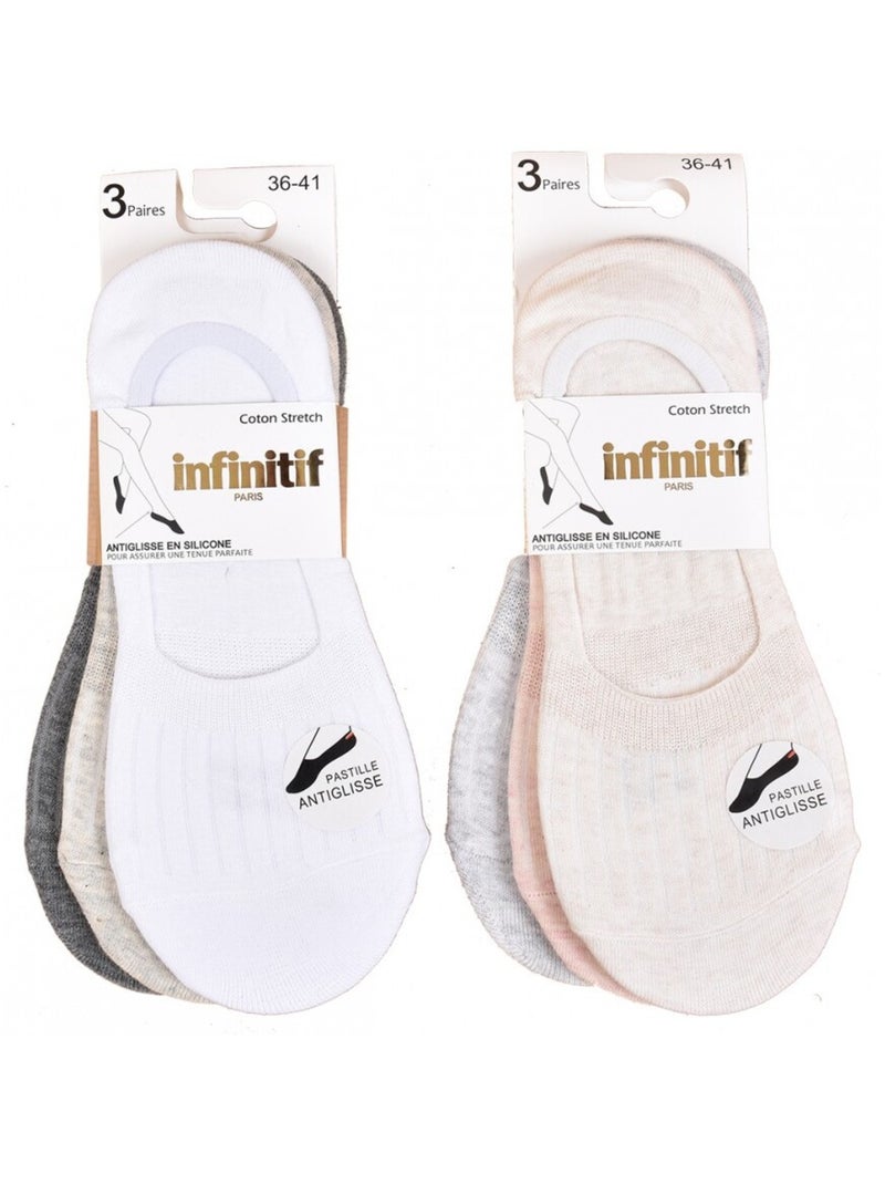 Chaussettes femme INFINITIF - Pack de 6 Gris Blanc Gris - Kiabi