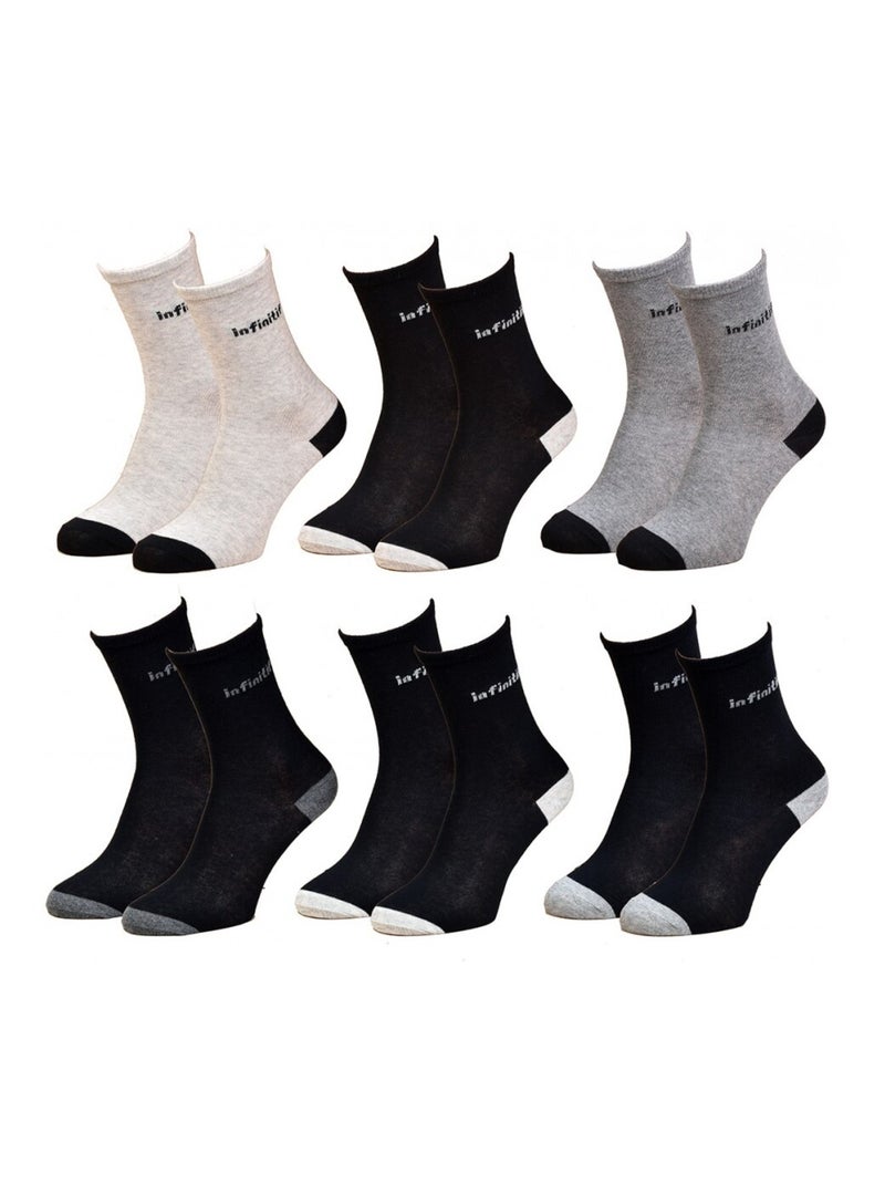 Chaussettes femme INFINITIF - Pack de 6 Noir Beige Gris - Kiabi
