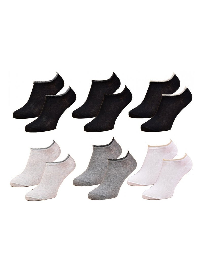 Chaussettes femme INFINITIF - Pack de 6 Noir Blanc Gris - Kiabi