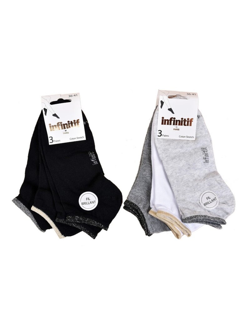 Chaussettes femme INFINITIF - Pack de 6 Noir Blanc Gris - Kiabi