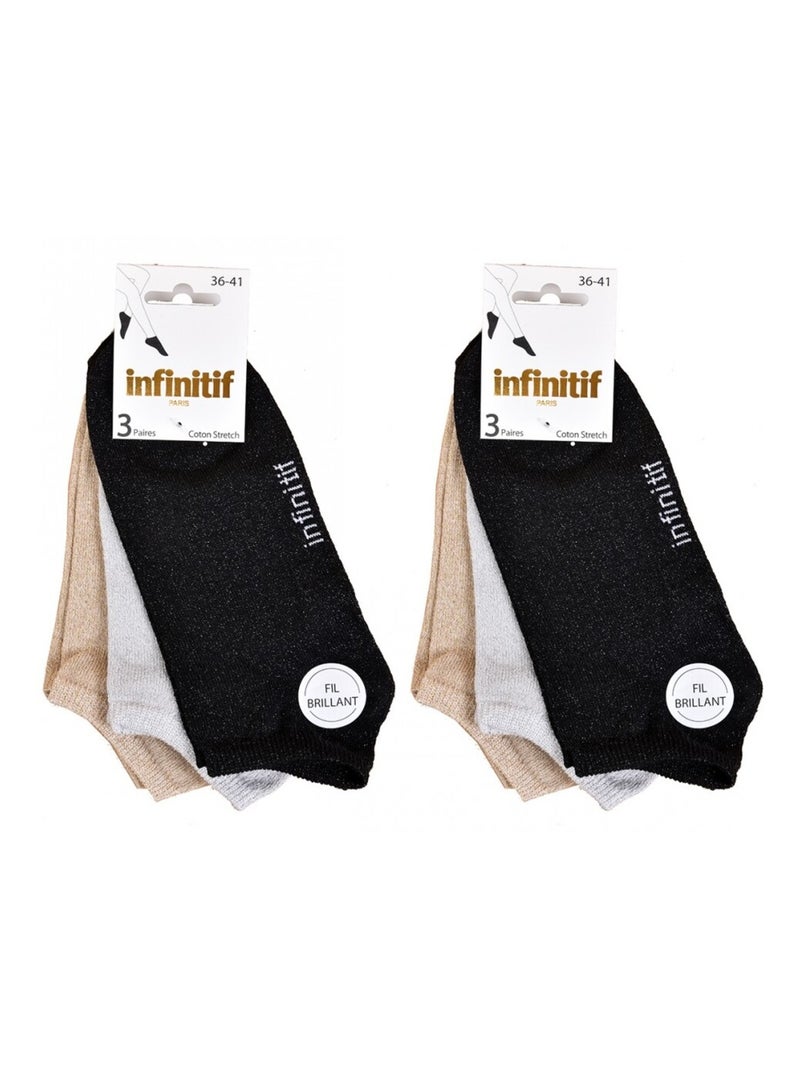 Chaussettes femme INFINITIF - Pack de 6 Noir Multicolore Gris - Kiabi