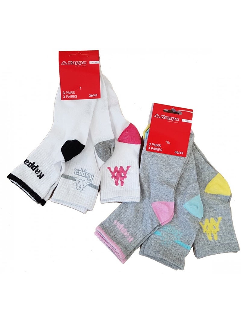 Chaussettes Femme KAPPA QUARTER - Pack de 6 Multicolore - Kiabi