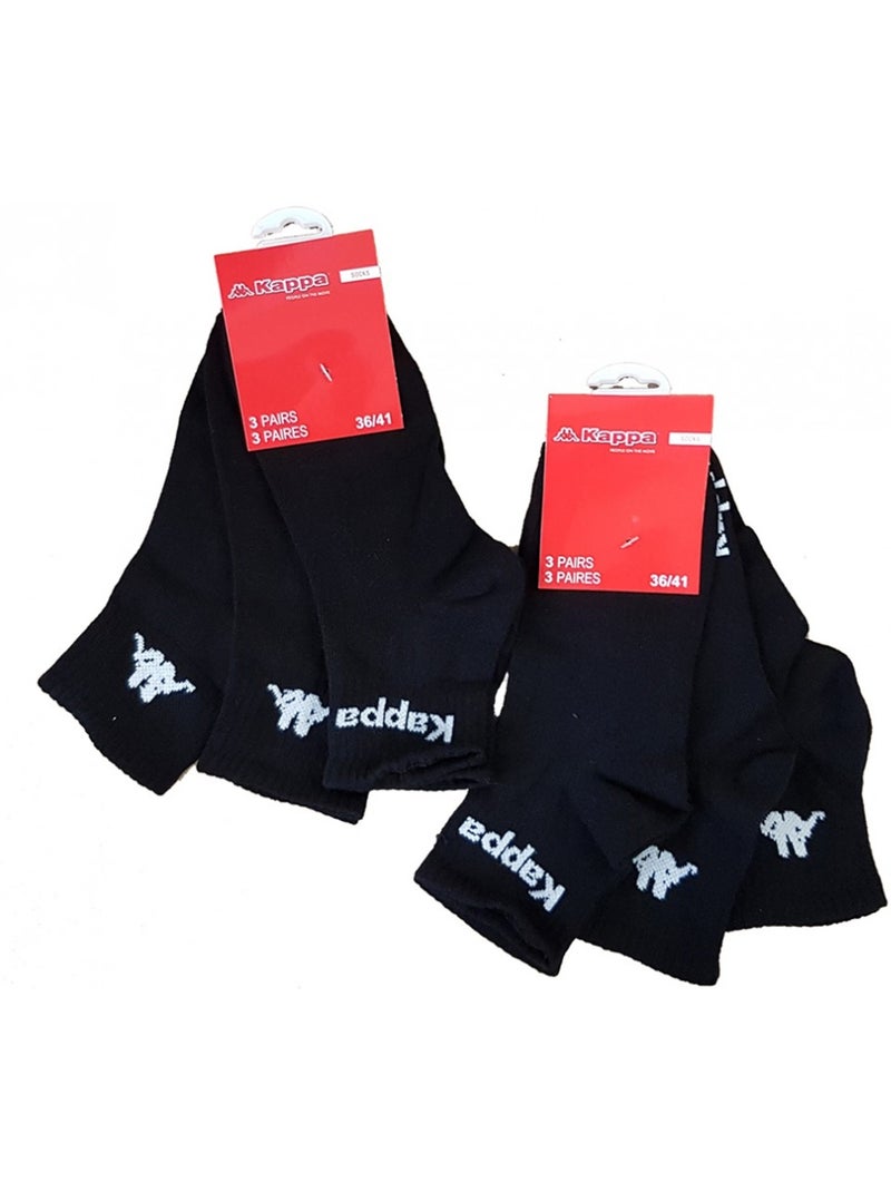 Chaussettes Femme KAPPA QUARTER - Pack de 6 Noir - Kiabi