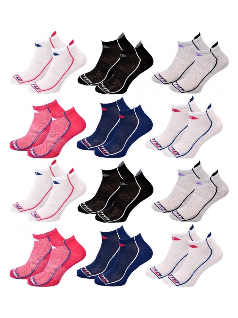 Chaussettes Femme LOTTO - Pack de 12 Blanc Rose foncé Bleu - Kiabi