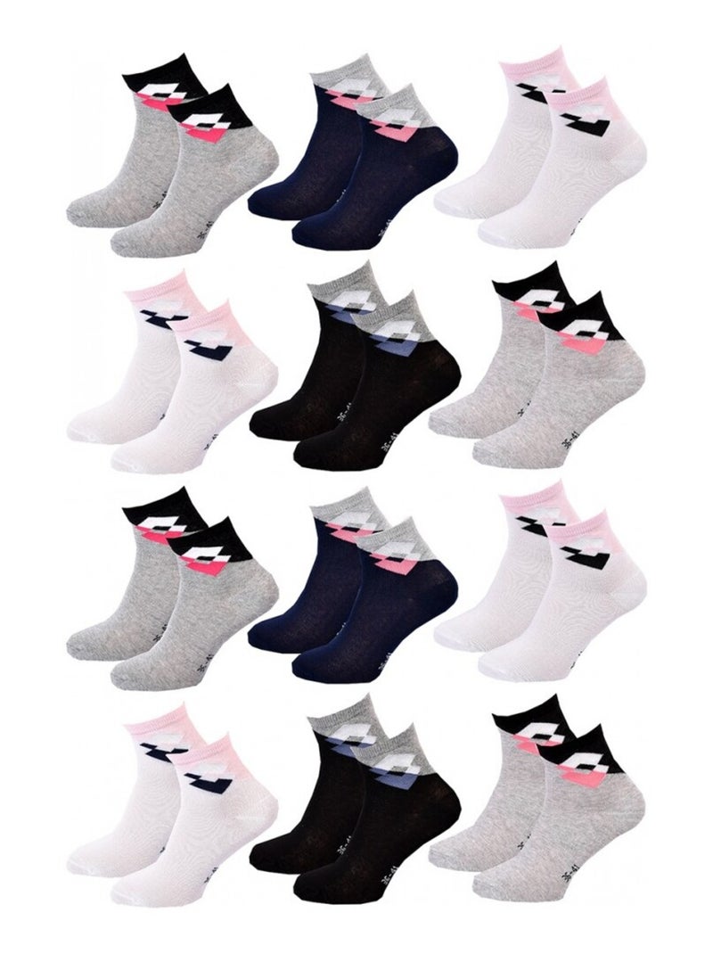 Chaussettes Femme LOTTO - Pack de 12 Noir Blanc Gris - Kiabi