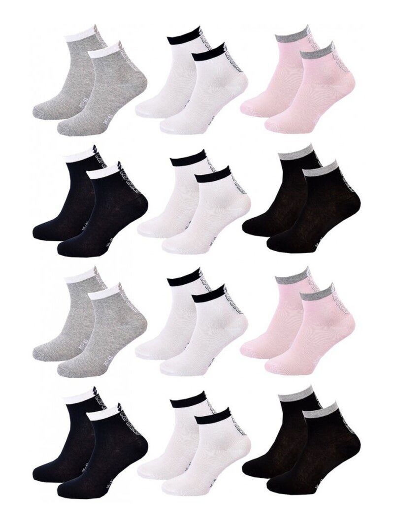 Chaussettes Femme LOTTO - Pack de 12 Rose Noir Blanc Gris - Kiabi