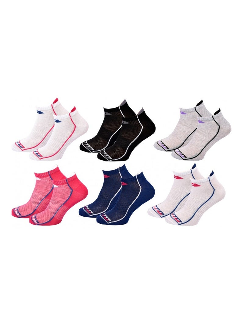 Chaussettes Femme LOTTO - Pack de 6 Blanc Rose foncé Bleu - Kiabi