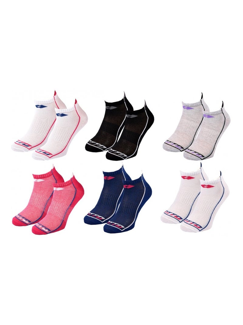 Chaussettes Femme LOTTO - Pack de 6 Blanc Rose foncé Bleu - Kiabi