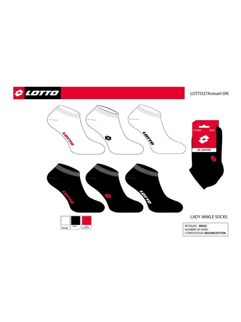 Chaussettes Femme LOTTO - Pack de 6 Noir Blanc - Kiabi