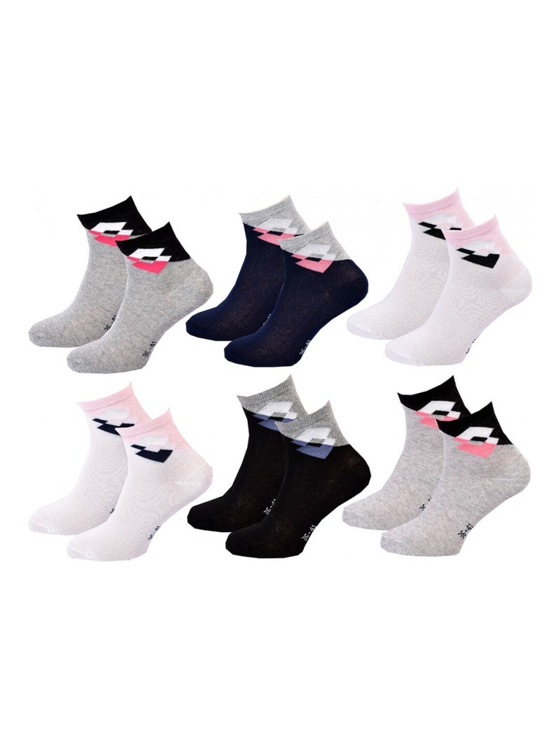 Chaussettes Femme LOTTO - Pack de 6 Noir Blanc Gris - Kiabi