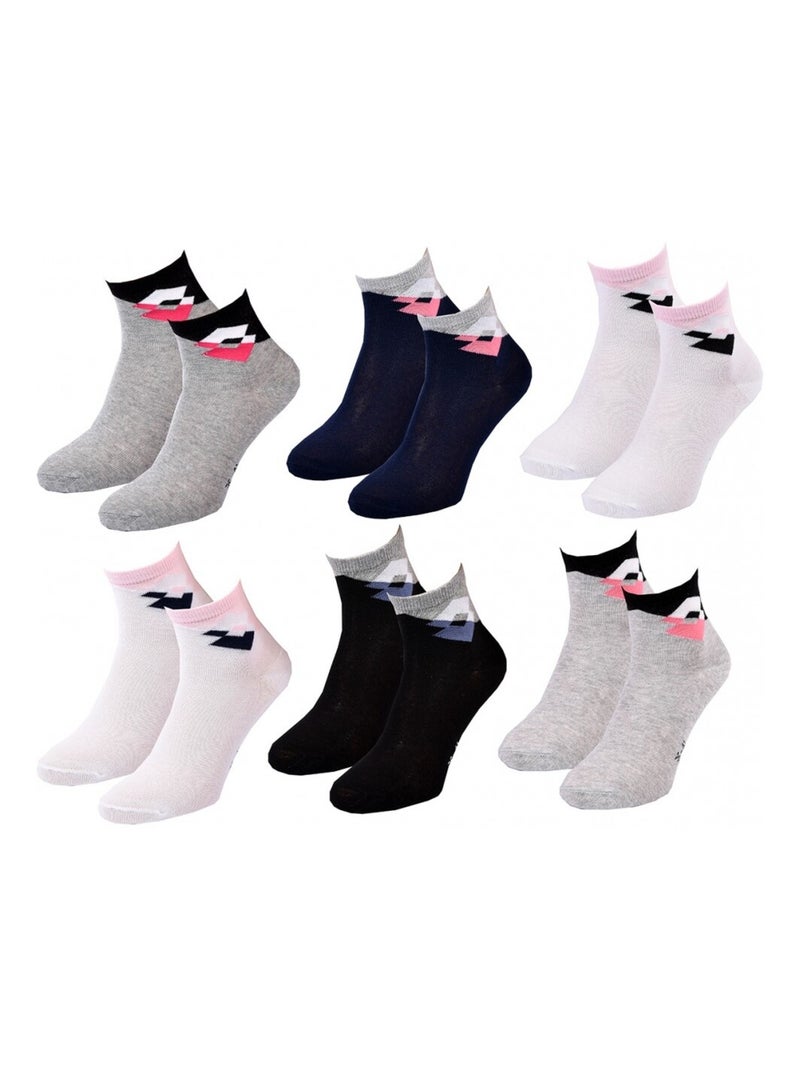 Chaussettes Femme LOTTO - Pack de 6 Noir Blanc Gris - Kiabi