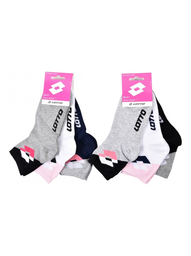 Chaussettes Femme LOTTO - Pack de 6 Noir Blanc Gris - Kiabi