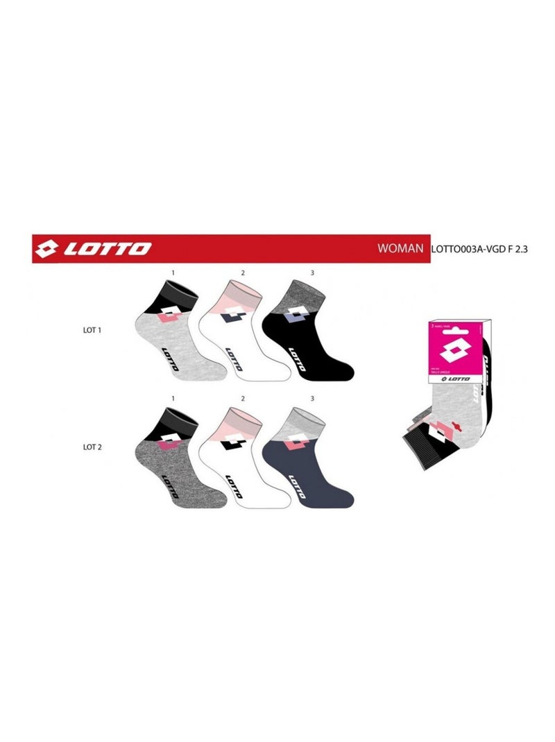 Chaussettes Femme LOTTO - Pack de 6 Noir Blanc Gris - Kiabi