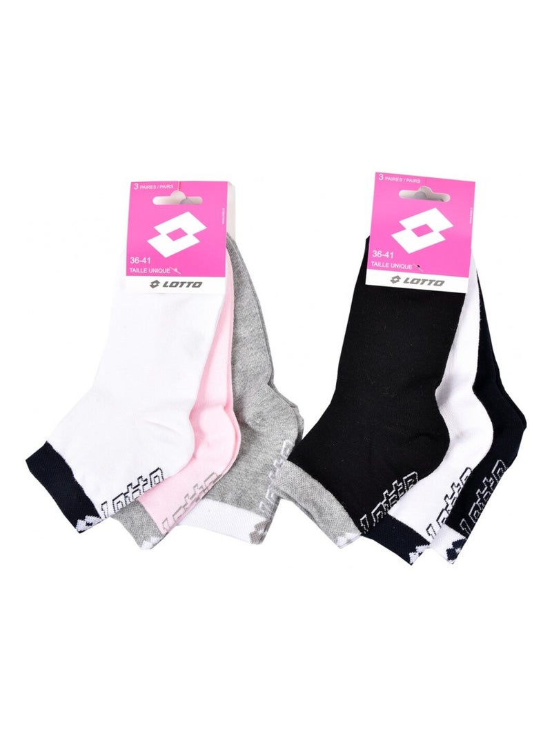 Chaussettes Femme LOTTO - Pack de 6 Rose Noir Blanc Gris - Kiabi