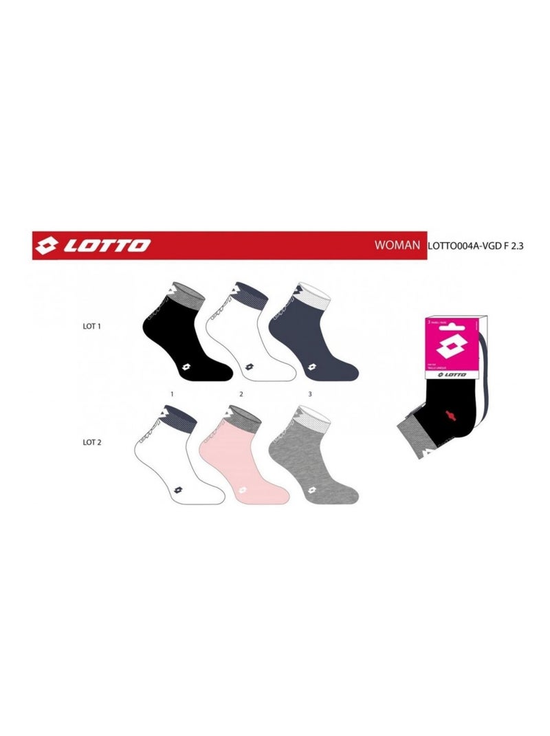 Chaussettes Femme LOTTO - Pack de 6 Rose Noir Blanc Gris - Kiabi