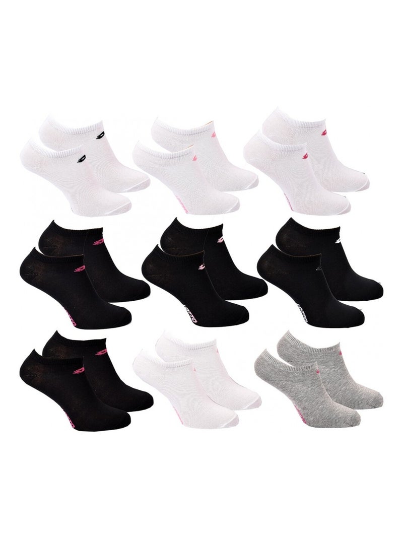 Chaussettes Femme LOTTO - Pack de 9 Noir Blanc Gris - Kiabi