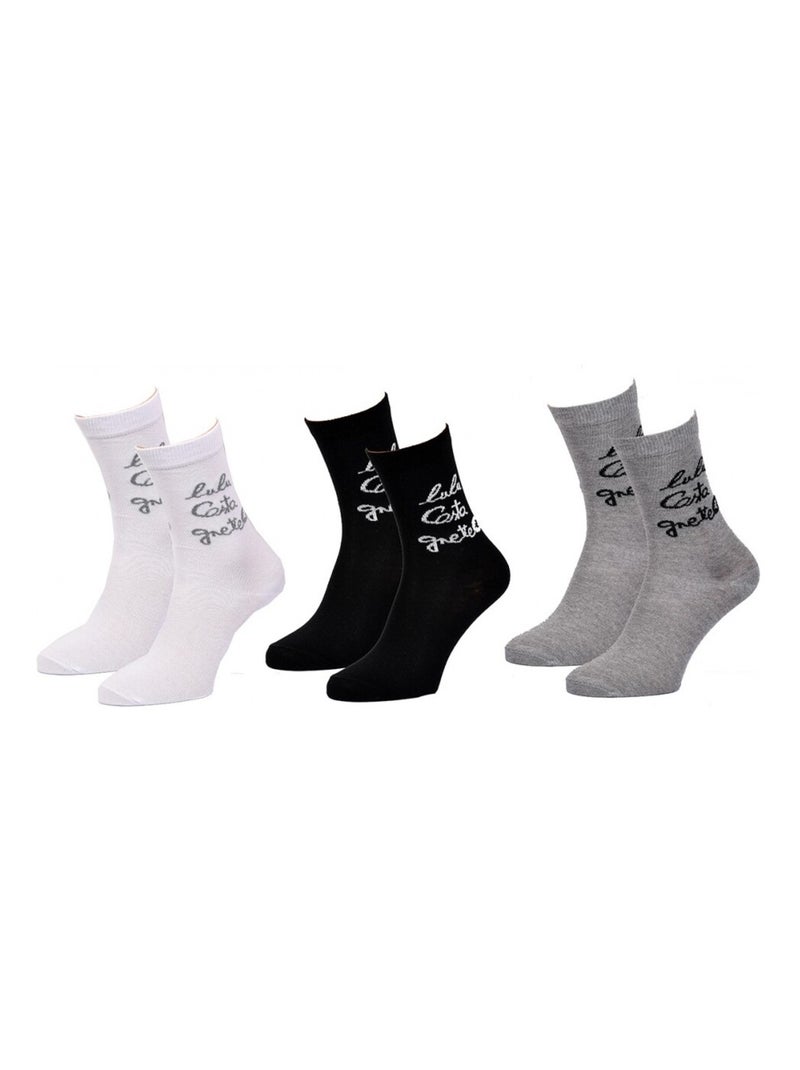Chaussettes femme LULU CASTAGNETTE - Pack de 3 Blanc Noir Gris - Kiabi