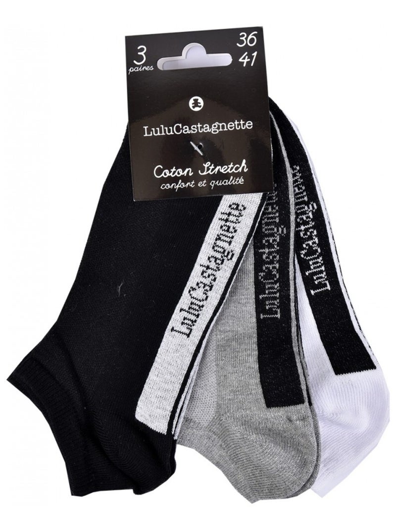 Chaussettes femme LULU CASTAGNETTE - Pack de 3 Noir Blanc Gris - Kiabi
