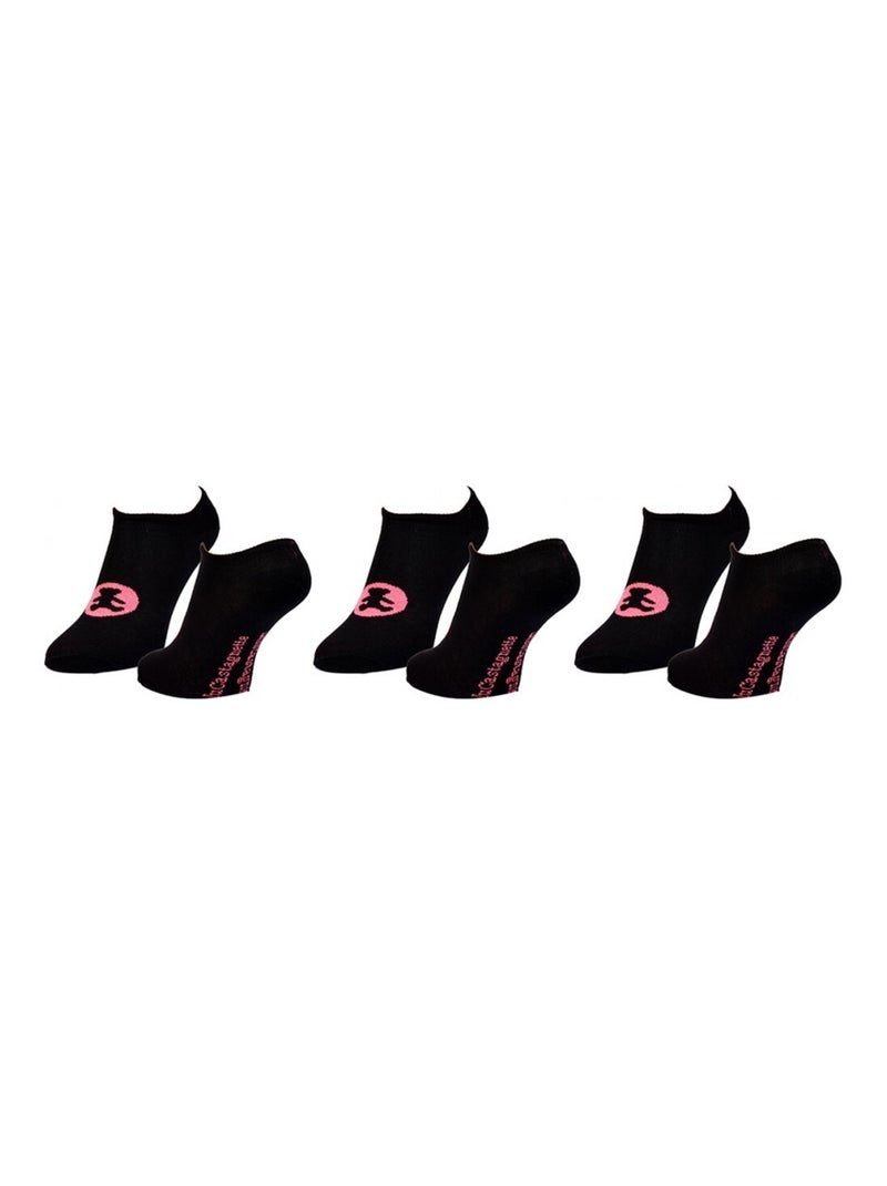 Chaussettes femme LULU CASTAGNETTE - Pack de 3 Noir Rose - Kiabi
