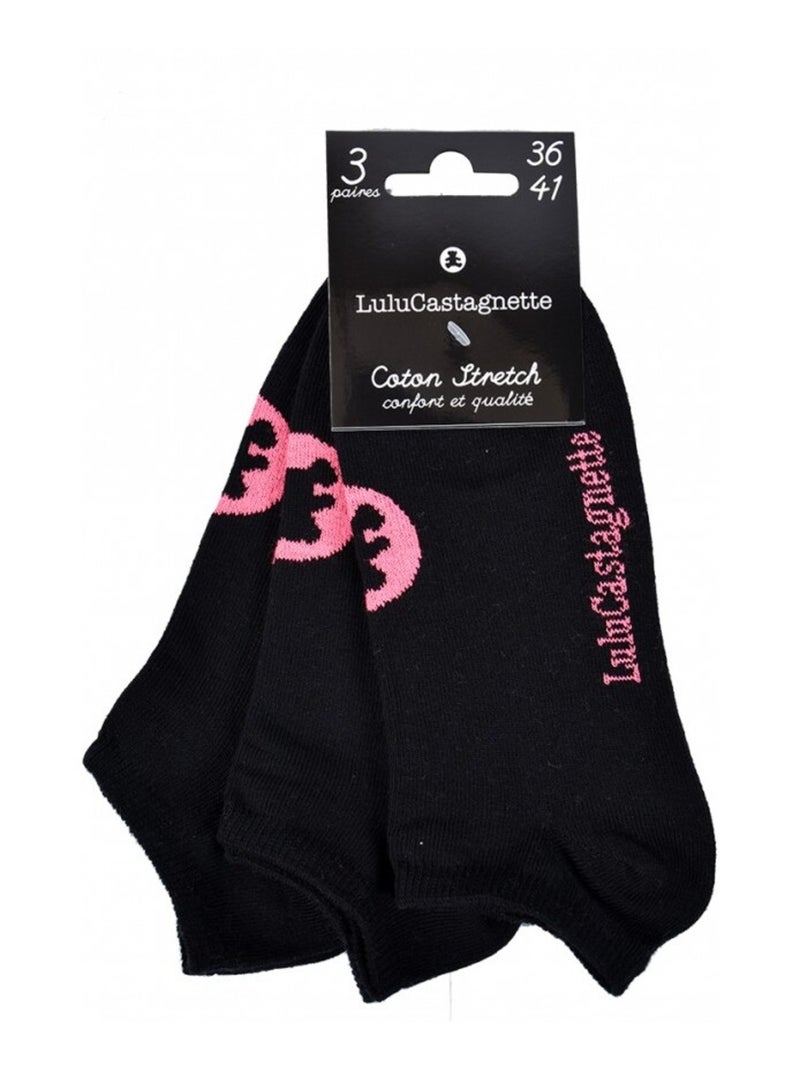 Chaussettes femme LULU CASTAGNETTE - Pack de 3 Noir Rose - Kiabi