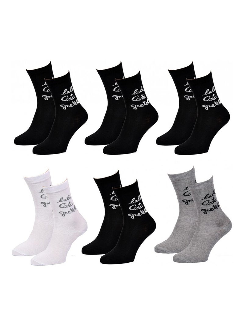 Chaussettes femme LULU CASTAGNETTE - Pack de 6 Noir Blanc Gris - Kiabi