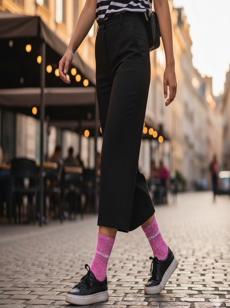 Chaussettes Femme Lurex Message Humoristique Bleu - Kiabi