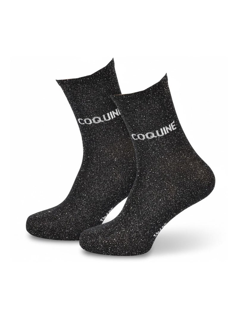 Chaussettes Femme Lurex Message Humoristique Noir - Kiabi