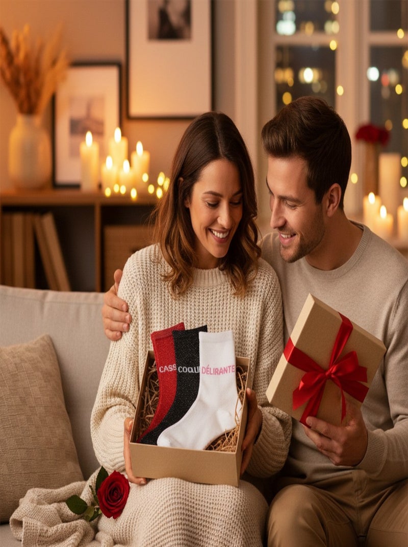 Chaussettes Femme Lurex Message Humoristique Pack de 12 Paires Surprise Multicolore - Kiabi