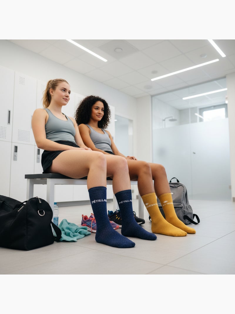 Chaussettes Femme Lurex Message Humoristique Pack de 2 Paires Bleu - Kiabi