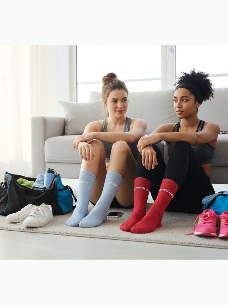 Chaussettes Femme Lurex Message Humoristique Pack de 2 Paires Rouge - Kiabi