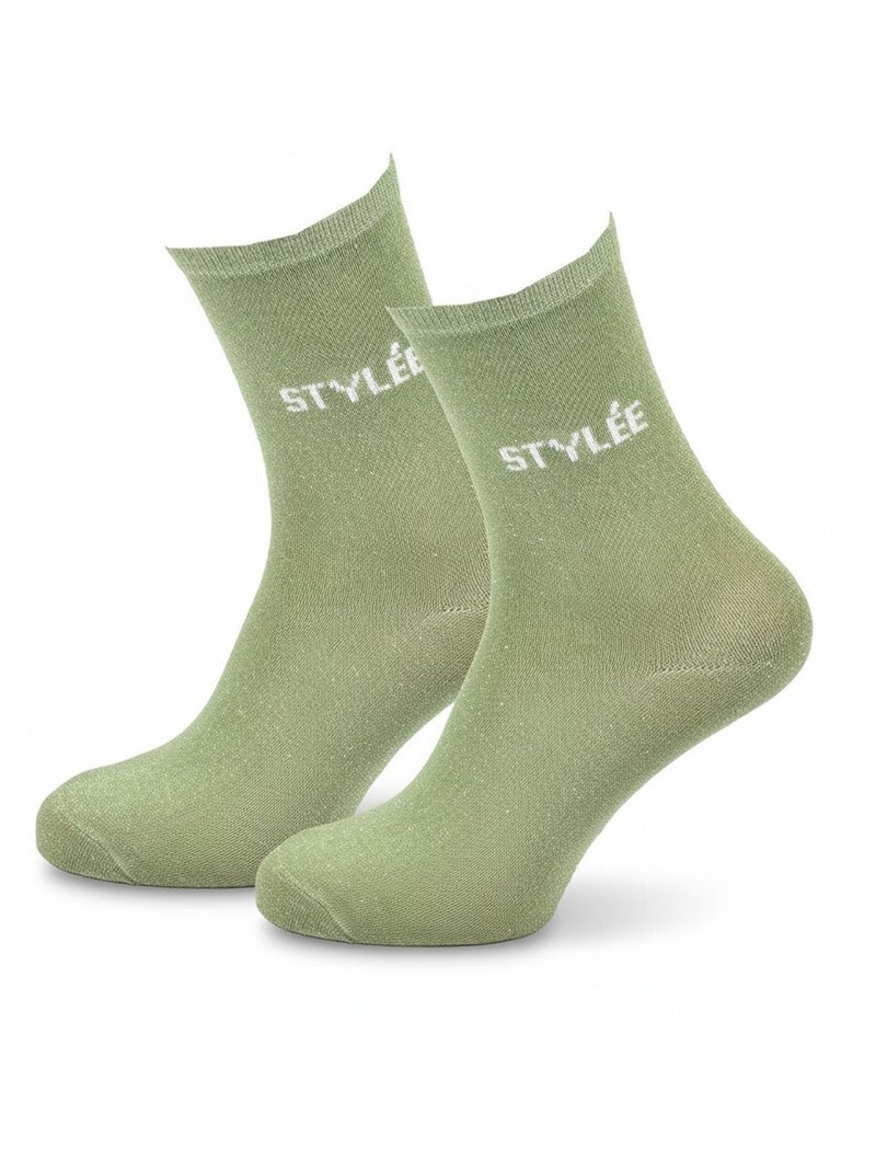 Chaussettes Femme Lurex Message Humoristique Vert - Kiabi