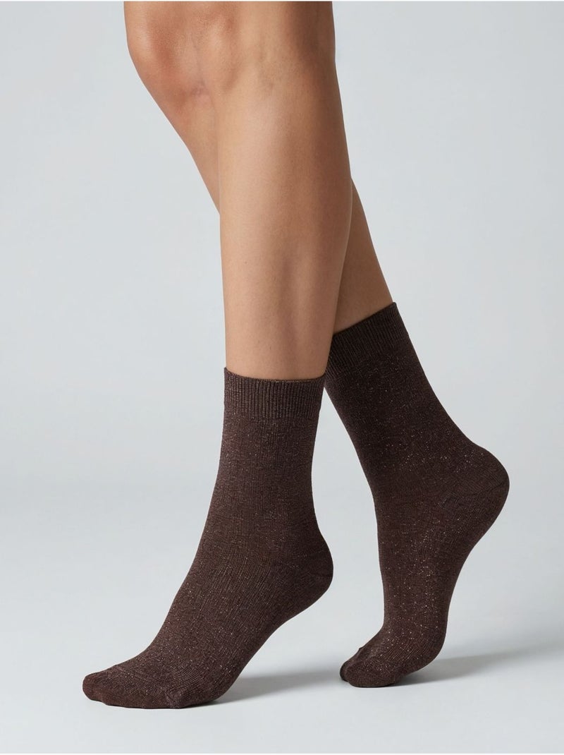 Chaussettes femme motif losanges 'deeluxe' Crème - Kiabi