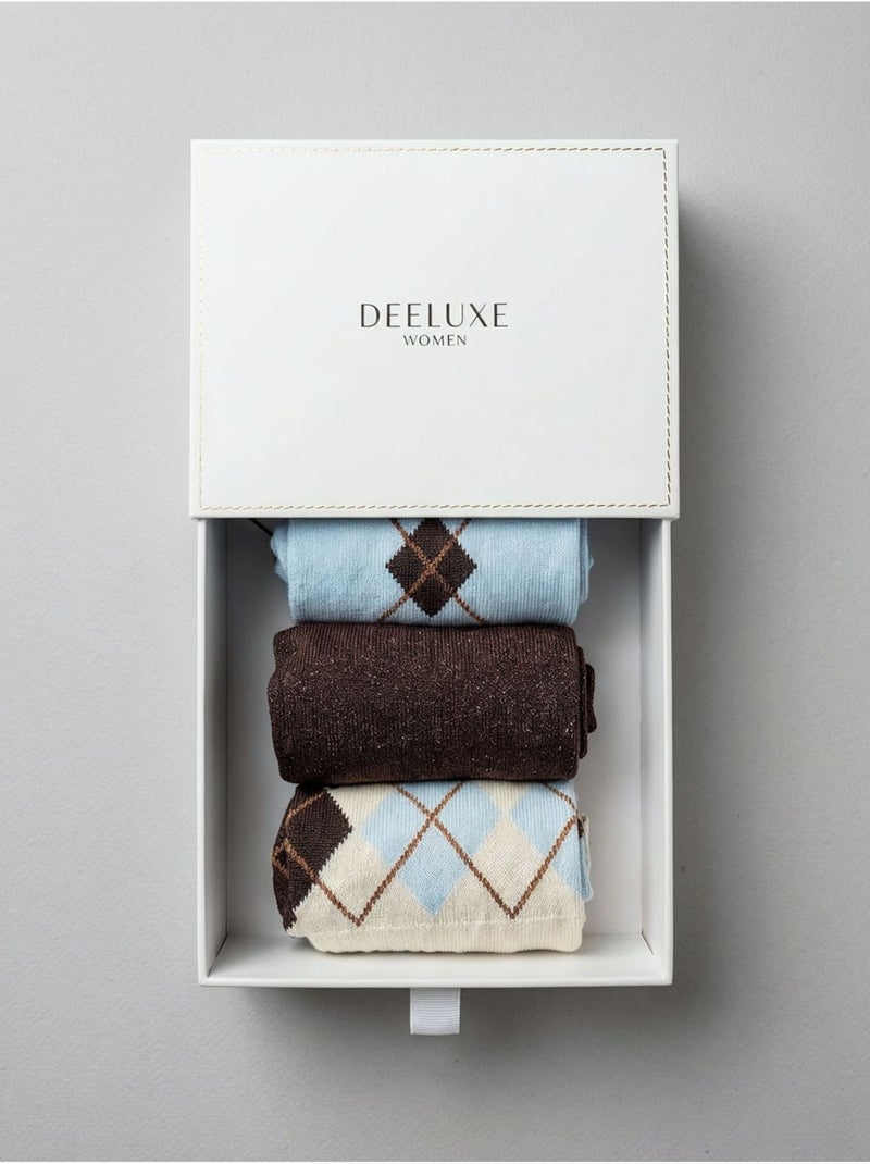 Chaussettes femme motif losanges 'deeluxe' Crème - Kiabi
