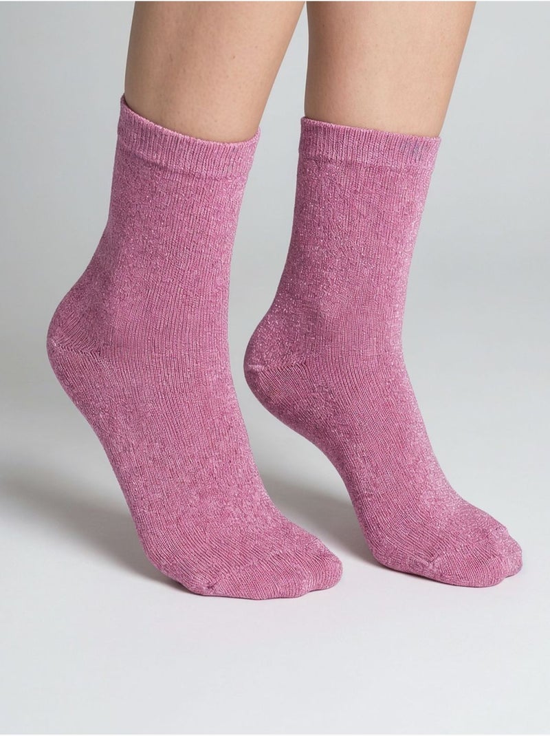 Chaussettes femme motif losanges 'deeluxe' Vieux rose - Kiabi