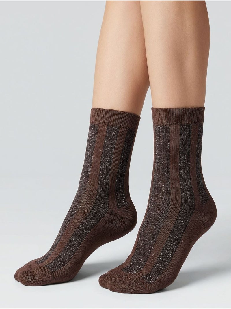 Chaussettes femme motif zèbre 'deeluxe' Marron clair - Kiabi