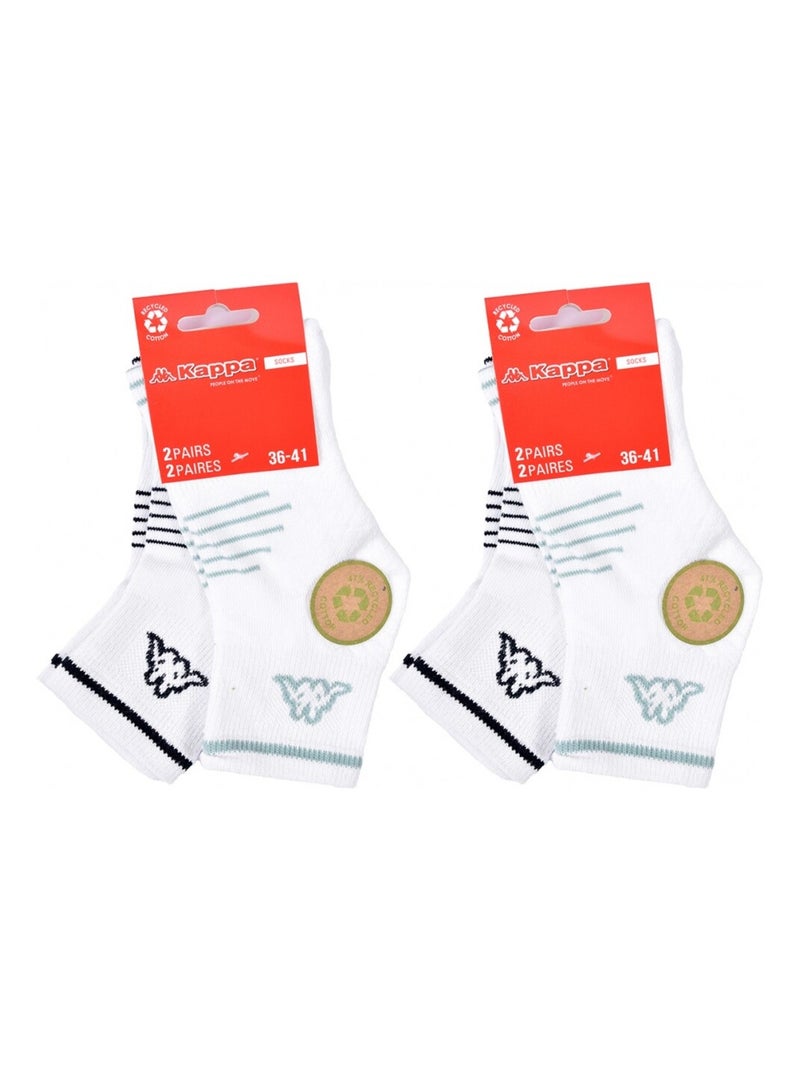 Chaussettes Femme QUARTER KAPPA - Pack de 4 Blanc - Kiabi