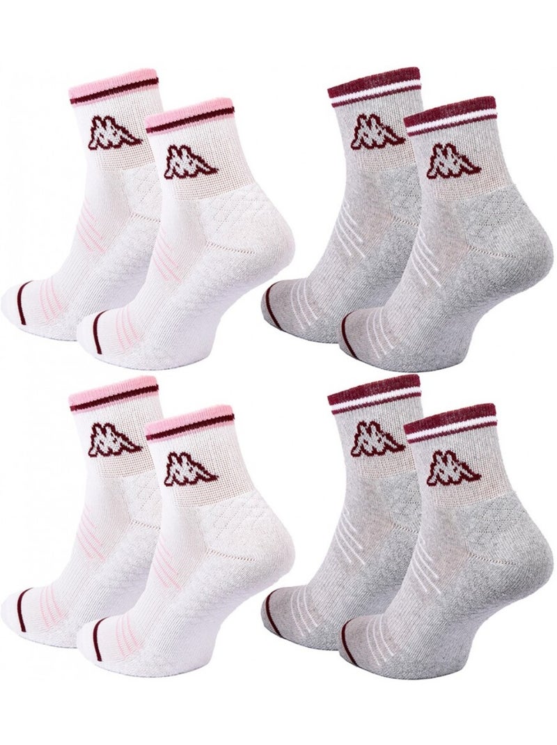 Chaussettes Femme QUARTER KAPPA - Pack de 4 Gris Blanc - Kiabi