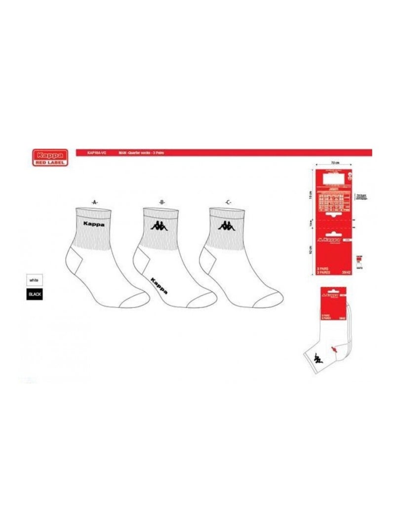 Chaussettes Femme QUARTER KAPPA - Pack de 6 Blanc - Kiabi