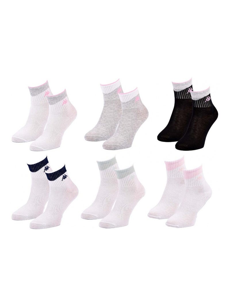 Chaussettes Femme QUARTER KAPPA - Pack de 6 Blanc Gris anthracite Noir - Kiabi
