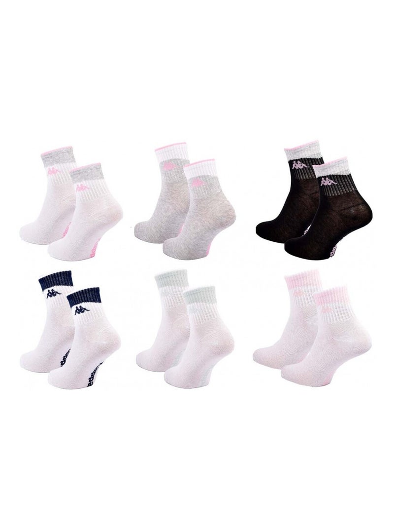 Chaussettes Femme QUARTER KAPPA - Pack de 6 Blanc Gris anthracite Noir - Kiabi